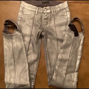 Koral Metallic Silver Stirrup strech Jeans